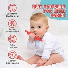 img 2 attached to 🍼 Hollow Teether Tubes for Babies 6-12 Months + Bonus Teething Toys for Babies 0-6 Months – Includes 2 Cleaning Brushes. Soft Silicone Teething Tubes for Soothing Relief. Chew Straw Infant Toy for Ages 5-12 Months