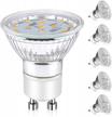 pack of 5 ascher gu10 led light bulbs, non-dimmable, 4w (50w halogen bulbs equivalent), warm white (2700k), 400 lumens, 120° beam angle, ideal for recessed track lighting with gu10 base logo