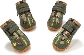 img 4 attached to 🐾 WURAWUS Waterproof Dog Boots for Medium & Large Dogs, 4PCS Shoes with Reflective Strips and Anti-Slip Sole (Size 5: 2.76"x2.24" L*W, CP Camo) - Ultimate Protection for Active Dogs