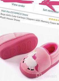 img 8 attached to Comfy Kids' Cartoon Slippers with Memory Foam: Warm Plush House Shoes for Boys and Girls
