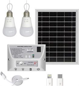 img 4 attached to YINGHAO Solar Light System: Indoor Home And Outdoor Power Backup Solution With 2 Hanging LED Bulbs, 5.5W Panel, And 33FT Cord For Shed, Barn, Garden, And Camping