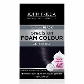 img 4 attached to John Frieda Precision Foam Color Blue Black 2A - Nourishing Permanent Hair Color Kit For Deep Color Saturation & 100% Grey Coverage
