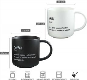 img 2 attached to Set Of 2 Black & White Couple Mugs - Fun Novelty Coffee/Tea Cup Set For Home/Office, Perfect Wedding Gift For Mr. And Mrs., 15 Oz. Unique Cup Designs For Couples