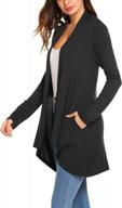 women's casual long sleeve open front lightweight drape cardigans with pockets логотип