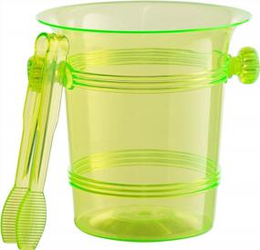 img 3 attached to Lime Green 1.5 Quart Hard Plastic Ice Bucket Set With Tongs - Pack Of 6