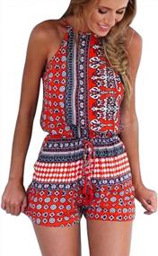 img 4 attached to Bohemian Romper Playsuit For Women With Cut-Out Back Design And Casual Loose Fit By Ayliss