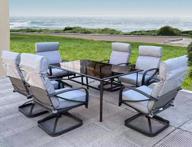 iron gray outdoor furniture 7-piece garden couch chair set with cushions logo