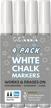 4 pack kassa white chalk markers: eraseable for blackboard, classroom, signs & windows - dual tip reversible fine/chisel paint marker logo