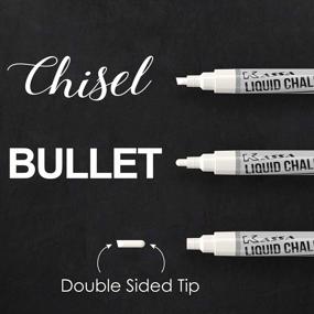 img 1 attached to 4 Pack Kassa White Chalk Markers: Eraseable For Blackboard, Classroom, Signs & Windows - Dual Tip Reversible Fine/Chisel Paint Marker