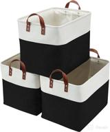 📦 large canvas storage baskets - decomomo closet storage bins 17x12x13inch for laundry, nursery, toys, linen - black & white, xxl (3 pack) логотип