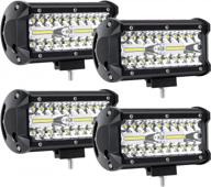 set of 4 beeyeo 7 inch led light bars - 240w 24000lm off road driving lights with combo spot&flood beam - ideal led work lights for trucks, boats, suvs, and atvs logo