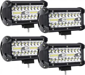 img 4 attached to Set Of 4 BEEYEO 7 Inch LED Light Bars - 240W 24000Lm Off Road Driving Lights With Combo Spot&Flood Beam - Ideal LED Work Lights For Trucks, Boats, SUVs, And ATVs