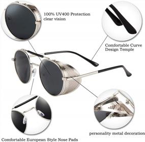 img 2 attached to Винтажные солнцезащитные очки Steam Punk с боковыми щитками для мужчин и женщин - FEISEDY Round Shades B2518