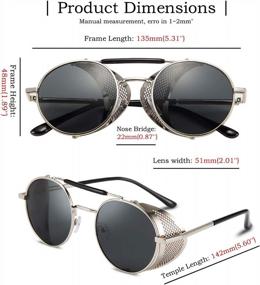 img 1 attached to Vintage Steam Punk Sunglasses With Side Shields For Men And Women - FEISEDY Round Shades B2518