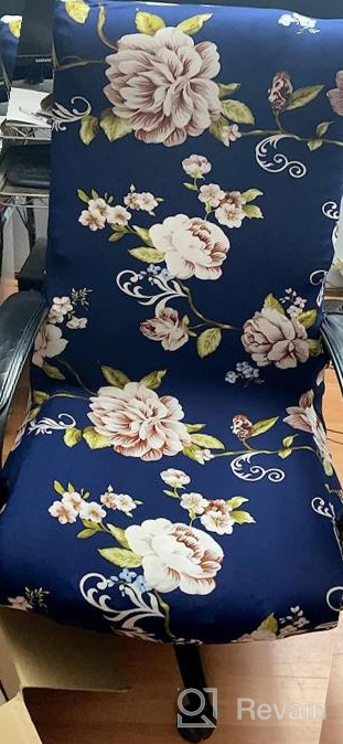 img 1 attached to Floral Office Chair Makeover: WOMACO High Back Chair Cover - Yellow Flower Print, Large review by Matthew Rodenbaugh