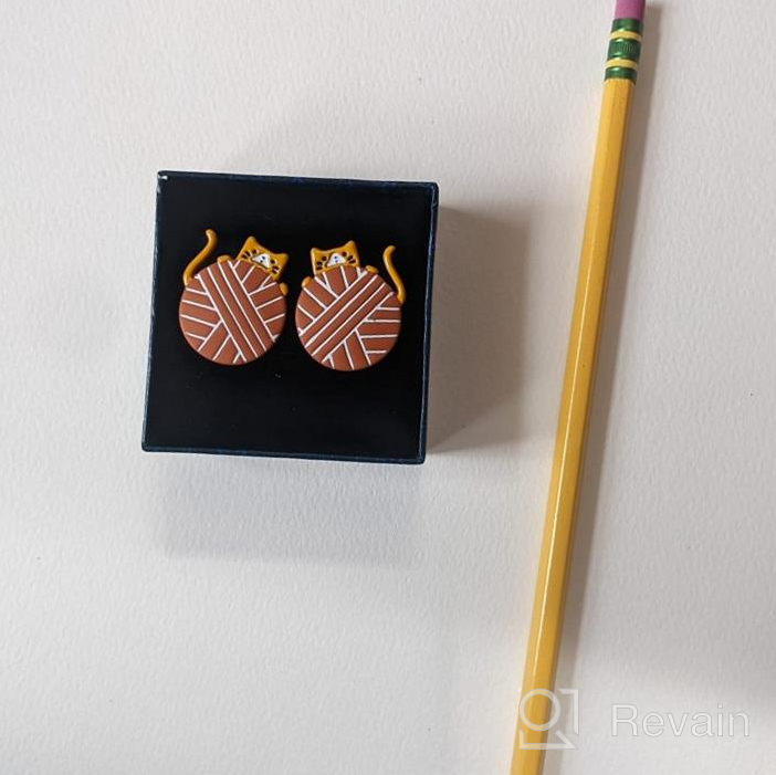 img 1 attached to 🐱 Cute Cat Earrings: Orange Kitten Stud Earring for Cat Lovers - Perfect Birthday or Christmas Gift for Teen Girls review by Annette Roybal