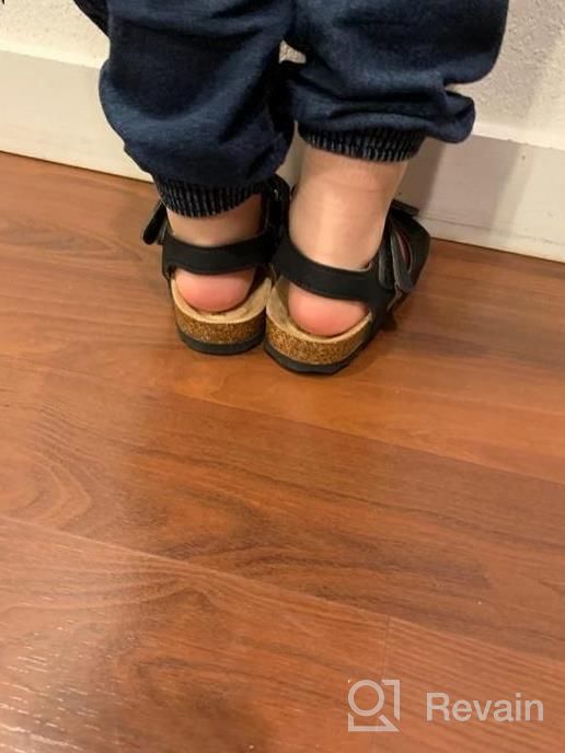 img 1 attached to KRABOR Boys & Girls Sandals: Glitter Flat Slides W/ Adjustable Straps & Cork Footbed For Toddlers, Little Kids & Big Kids review by Jermale Bullion