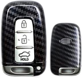 img 4 attached to Enhance Your Remote Style with iJDMTOY Glossy Black Carbon Fiber Key Fob Shell - Hyundai Veloster, Sonata, Elantra, Genesis, Kia Gen1 Optima, Forte (Year/Fitment Verified)