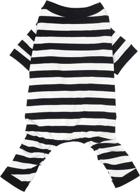 🐾 wolspaw cotton dog jumpsuit: striped pajamas for small medium large boy girl dogs, pet pjs onesie outfits - black xs логотип