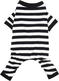 img 4 attached to 🐾 Wolspaw Cotton Dog Jumpsuit: Striped Pajamas for Small Medium Large Boy Girl Dogs, Pet PJs Onesie Outfits - Black XS