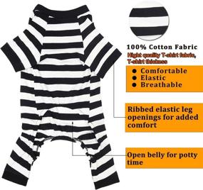 img 3 attached to 🐾 Wolspaw Cotton Dog Jumpsuit: Striped Pajamas for Small Medium Large Boy Girl Dogs, Pet PJs Onesie Outfits - Black XS