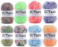 набор из 8 разноцветных мотков из 100% полиэстера для вязания крючком и вязания посуды - scyarn scrubbing yarn логотип