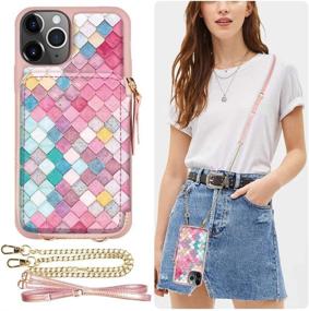 img 1 attached to 🧜 ZVE iPhone 11 Pro Wallet Case with Crossbody Strap, Credit Card Holder, and Zipper - Mermaid Wall Design for Apple iPhone 11 Pro 5.8 inch