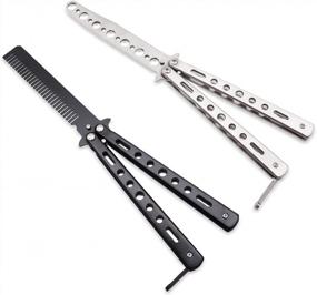 img 4 attached to WAYDA Butterfly Knife, Trainer Martial Arts Practice Tool Steel Metal Folding Knife Comb Unsharpened Blade, Training Knife For Practicing Flipping Tricks, Set Of 2