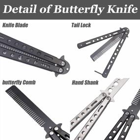 img 2 attached to WAYDA Butterfly Knife, Trainer Martial Arts Practice Tool Steel Metal Folding Knife Comb Unsharpened Blade, Training Knife For Practicing Flipping Tricks, Set Of 2