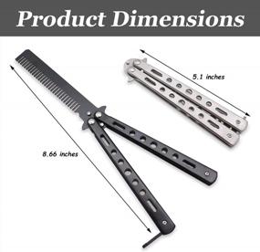 img 3 attached to WAYDA Butterfly Knife, Trainer Martial Arts Practice Tool Steel Metal Folding Knife Comb Unsharpened Blade, Training Knife For Practicing Flipping Tricks, Set Of 2