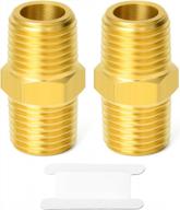 gasher reducing hex nipple: 2-pack brass pipe fittings for 3/8-inch male pipe connection logo