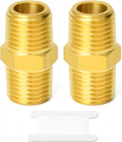 img 4 attached to GASHER Reducing Hex Nipple: 2-Pack Brass Pipe Fittings For 3/8-Inch Male Pipe Connection