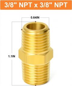 img 1 attached to GASHER Reducing Hex Nipple: 2-Pack Brass Pipe Fittings For 3/8-Inch Male Pipe Connection