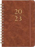 2023 planner - weekly & monthly agenda, 12 tabs jan-dec 2023, 6.3"x8.4", hardcover flexible cover, thick paper pages, inner pocket brown logo