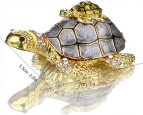 img 3 attached to Hand-Painted Enamel Sea Turtle Trinket Box With Bejeweled Jewelry - Perfect Ring Holder Gift For Girls And Women - YU FENG Collectible Figurine