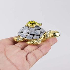 img 2 attached to Hand-Painted Enamel Sea Turtle Trinket Box With Bejeweled Jewelry - Perfect Ring Holder Gift For Girls And Women - YU FENG Collectible Figurine
