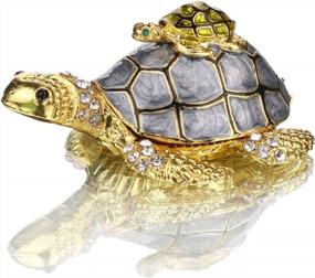 img 4 attached to Hand-Painted Enamel Sea Turtle Trinket Box With Bejeweled Jewelry - Perfect Ring Holder Gift For Girls And Women - YU FENG Collectible Figurine