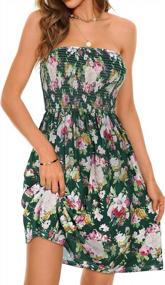 img 3 attached to Потрясающие пляжные платья в стиле бохо с цветочным узором: женские безбретельные платья на пляж и летнее платье с открытыми плечами.