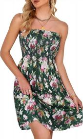 img 4 attached to Stunning Beach Boho Floral Sundresses: Women's Strapless Cover Ups & Off Shoulder Summer Dress