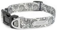 🐾 mighty paw grey paisley designer collar: stylish adjustable patterned collar for dogs with heavy-duty hardware and soft cute polyester webbing - ideal for small to large pets logo