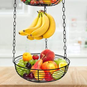 img 2 attached to Организуйте свою кухню с помощью прочной трехъярусной подвесной корзины для фруктов и органайзера для овощей HULISEN'S