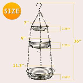img 1 attached to Organize Your Kitchen With HULISEN'S Heavy Duty 3 Tier Hanging Fruit Basket & Vegetable Produce Basket Organizer