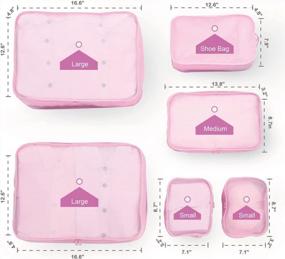 img 3 attached to 6 комплектов дорожных упаковочных кубиков, дорожных органайзеров для ручной клади с сумкой для обуви (розовый)