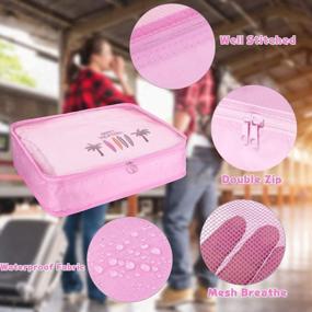 img 1 attached to 6 комплектов дорожных упаковочных кубиков, дорожных органайзеров для ручной клади с сумкой для обуви (розовый)