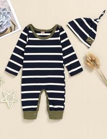 img 3 attached to Solid Color Buttoned Long Sleeve Cotton Rompers For Newborn Boys And Girls By Okgirl