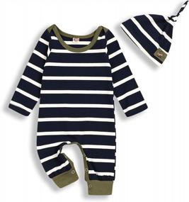 img 4 attached to Solid Color Buttoned Long Sleeve Cotton Rompers For Newborn Boys And Girls By Okgirl