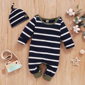 img 2 attached to Solid Color Buttoned Long Sleeve Cotton Rompers For Newborn Boys And Girls By Okgirl