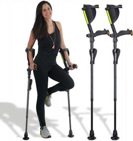 img 4 attached to Ergobaum 7G: Ergonomic Forearm Crutches With Shock Absorber, Non-Slip Design, LED Lights And Knee-Rest Platforms - Ideal For Adults 5' - 6'6''