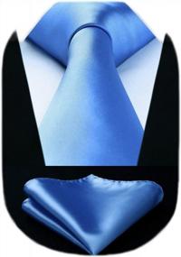 img 4 attached to Classic Satin Necktie And Pocket Square Set For Weddings And Business - HISDERN Men'S Solid Color Formal Tie With Handkerchief