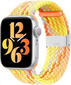 img 4 attached to 44Mm-49Mm Bandiction Stretchy Braided Solo Loop Bands Compatible With Apple Watch - Women & Men, Elastic Strap For All IWatch Series 8/7/6/5/4/3/2/1